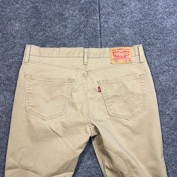 Levi's 511 Slim Fit Pants Men's 34x30 All Seasons Tech Twill Chinos Tan Khaki - Picture 4 of 13